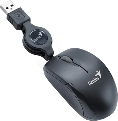 MOUSE Genius, "Micro Traveler V2", PC sau NB, cu fir, USB, optic, 1200 dpi, butoane/scroll 3/1, negru, "31010125100"