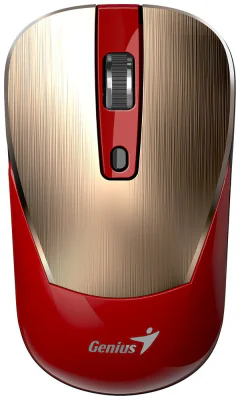 MOUSE Genius "NX-7125”, PC sau NB, wireless, 2.4G, BlueEye, 1200 dpi, butoane/scroll 3/1, auriu/rosu, "31030044403"