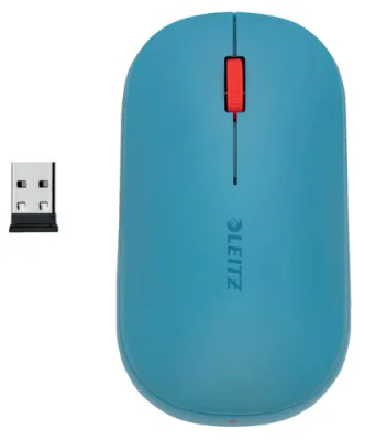 Leitz Cosy Wireless Mouse, Ambidextrous, RF Wireless + Bluetooth, 4000 DPI, Blue