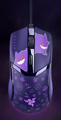 Mouse cu fir gaming Razer Cobra Razer Pokémon Gengar Edition, rezolutie 8500 DPI, 6 butoane programabile, iluminare RGB, negru