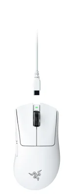 Mouse gaming Razer DeathAdder V4 Pro, rezolutie maxima 45000 DPI, senzor Focus Pro 45K Optical Sensor Gen-2, switch Optical Mouse Switches Gen-4,autonomie pana la 1500 ore, alb