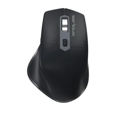 Mouse Serioux Apex 166 Wireless reincarcabil USB-C, Negru, senzor: Optic, DPI: 800/ 1200/1600/ 2400, conexiune: Dongle USB 2,4 GHz, banda de frecventa: 2,4 GHz, click silentios, design ergonomic, baterie integrată litiu de 500 mAh, cerințe OS: Win, M