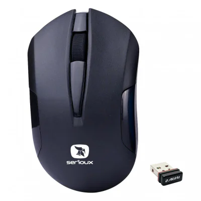Mouse Serioux wireless, Drago 300, 1000dpi, negru, baterie AA inclusa ,receptor nano, blister, USB