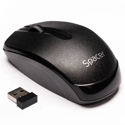 MOUSE Spacer, PC sau NB, fara fir, USB 2.4 GHz, optic, 1000 dpi, butoane/scroll 3/1, negru, SPMO-161