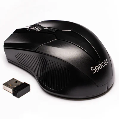 MOUSE Spacer, PC sau NB, fara fir, USB 2.4 GHz, optic, 1600 dpi, butoane/scroll 3/1, negru, SPMO-W02