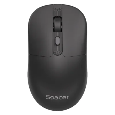 Mouse Spacer wireless, rezolutie 1600DPI, butoane/scroll 4/1,buton ON/OFF, click silentios S/D, baterie 1 x AA, inclusa, dimensiuni 108 x 62 x 36mm, negru