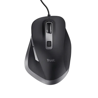 Mouse Trust Fyda cu fir, optic, interfata USB 2.0 rezolutie maxima 5000 DPI, 6 butoane, negru