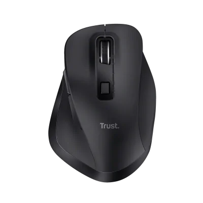 Mouse Trust Fyda ergonomic, reincarcabil, wireless RF 2.4GHz, USB2.0, 6 butoane, rezolutie 2400 DPI, negru