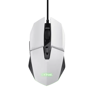 Mouse Trust GXT110W Felox cu fir, rezolutie maxima 6400 DPI, alb