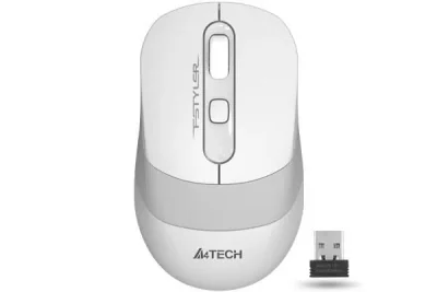 Mouse wireless A4tech, optic, rezolutie 2000 DPI, dimensiuni 108 x 64 x 35 mm, greutate 67 g, alb
