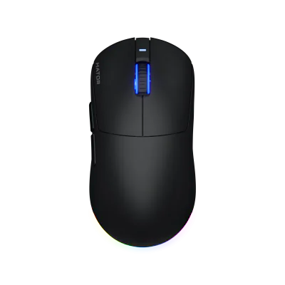 Mouse wireless Hator Quasar 3, conectivitate 2.4GHz, bluetooth si USB, polling rate pana la 1000Hz, rezolutie maxima 12000 DPI, capacitate baterie 600 mAh, durata de viata baterie in modul wireless pana la 100 ore, timp incarcare 2 ore, switch HATOR®