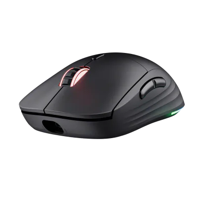 Mouse wireless Trust GXT 927 Redex+, rezolutie maxima 25600 DPI, senzor PAW3370, polling rate 125/250/500/1000Hz, iluminare full RGB, negru