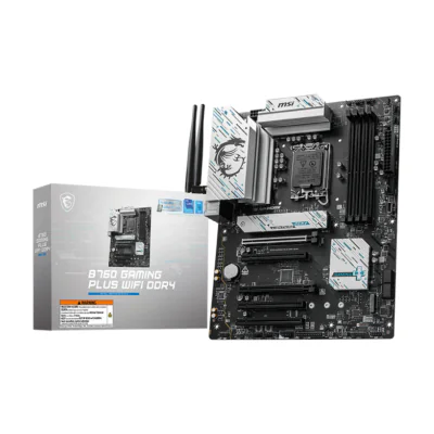 MSI B760 GAMING PLUS WIFI DDR4, Intel, LGA 1700, Intel® Celeron®, Intel® Pentium® Gold, LGA 1700, 128 GB, DDR4-SDRAM