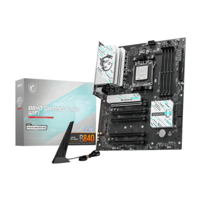 MSI B840 GAMING PLUS WIFI, AMD, Socket AM5, AMD Ryzen 7000 Series, AMD Ryzen 8000 Series, AMD Ryzen 9000 Series, Socket AM5, 256 GB, DDR5-SDRAM