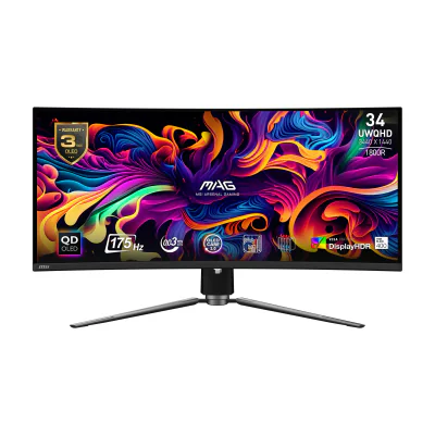 MSI MAG 341CQP QD-OLED, 86.4 cm (34"), 3440 x 1440 pixels, UltraWide Quad HD, QD-OLED, 0.03 ms, Black