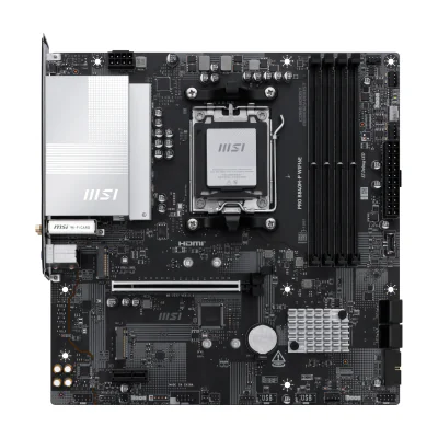 MSI PRO B840M-P WIFI6E, AMD, Socket AM5, AMD Ryzen 7000 Series, AMD Ryzen 8000 Series, AMD Ryzen 9000 Series, Socket AM5, DDR5-SDRAM, 256 GB