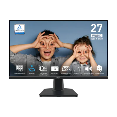 MSI Pro MP275Q, 68.6 cm (27"), 2560 x 1440 pixels, Wide Quad HD, LED, 4 ms, Black