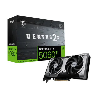 MSI VENTUS GeForce RTX 5060 TI 16G 2X OC PLUS, GeForce RTX 5060 Ti, 16 GB, GDDR7, 128 bit, 7680 x 4320 pixels, PCI Express x16 5.0