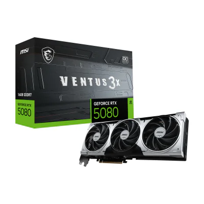 MSI VENTUS GEFORCE RTX 5080 16G 3X OC PLUS, GeForce RTX 5080, 16 GB, GDDR7, 256 bit, 7680 x 4320 pixels, PCI Express x16 5.0