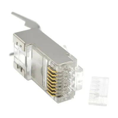 MUFA RJ-45 GEMBIRD pt. cablu FTP/SFTP, Cat7, RJ-45 (T) | RJ-45 (T) tip pass-through, ecranat, plastic cu metal, 50 buc, "LC-PTF7-01/50"