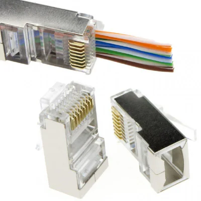 Mufa RJ45 FTP ecranata, cat.5e, passthrough (100buc) - EMTEX "EMT-PR5E-FTP"