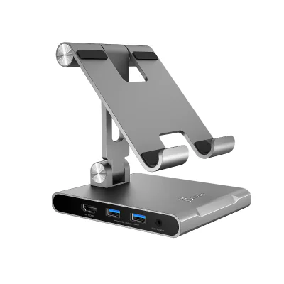 j5create JTS224 Multi-Angle Stand with Docking Station for iPad Pro®, Tablet stand, Grey, 32.8 cm (12.9"), 1.5 kg, Compatible with iPad Pro® & iPad Air® & iPad mini® with USB-C® port Supports Extended Mode on..., 20 V