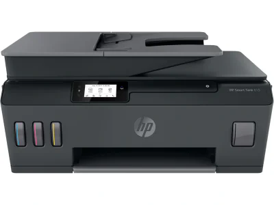 Multifunctional inkjet color HP Smart Tank 615 All-in-One, FormatA4, Functii: Imprimare, copiere, scanare, fax, Viteza imprimare: 22ppmmono, 16ppm color, FPO 14s., Rezolutie max. 4800 x 1200 dpi, Volum lunarrecomandat: 400-800pagini, max. 1000pagini,