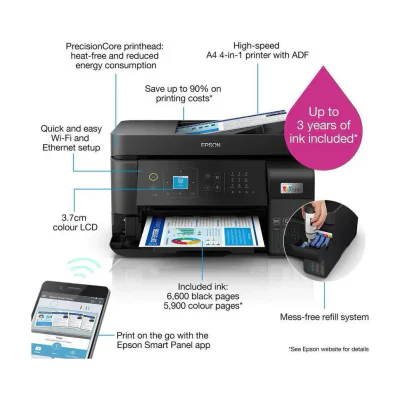 Multifuncțional inkjet Epson L5590, cu jet de cerneală, 4800 x 1200 dpi, Wi-Fi, Ethernet