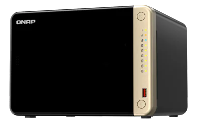 NAS QNAP 664 6-Bay, CPU Intel Celeron N5105/N5095 4-core/4-thread Processor, RAM 8GB (1x 8GB) DDR4, HDD 6 x 2.5"/3.5" SATA 6Gbps + 2 x M.2 2280 PCIe Gen 3 x1 SSD slots (neincluse), LAN: 2 x 2.5GbE, optional 10GbE expansion via a PCIe card, USB3.2 Gen