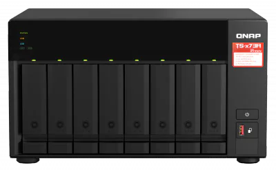 NAS QNAP 873A 8-Bay, CPU AMD Ryzen V1000 series V1500B 4C/8T 2.2GHz, RAM 8GB (1x 8GB) DDR4 (2 x SODIMM slots, max. 64GB, suport optional ECC RAM), 8x 2.5/3.5 SATA 6Gbps, 2x M.2 2280 NVMe PCIe Gen3 x1 HDD (neincluse), LAN: 2 x 2.5GbE (optional port 10