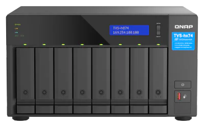 NAS QNAP H874 8-Bay, CPU Intel® Core™ i7 12-core 20-thread Processor, RAM 32GB (2x 16GB) DDR4 SODIMM (Max. 64GB), 8 x 2.5"/3.5" SATA 6Gbps + 2 x M.2 2280 NVMe HDD (neincluse),  LAN: 2 x 2.5GbE (2.5G/1G/100M/10M), Tower, Single PSU, 350W, garantie 3 a