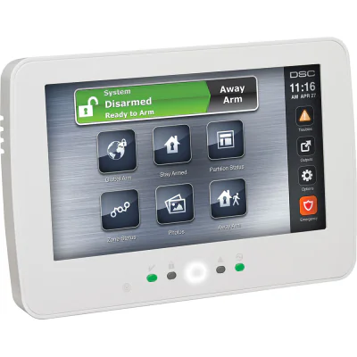 NEO-HS2TCHP - Tastatură LCD tactilă de 7'' pentru centrale de alarmă hibride DSC NEO, limba engleză, limba maghiară (EE1), cititor RFID încorporat, suport