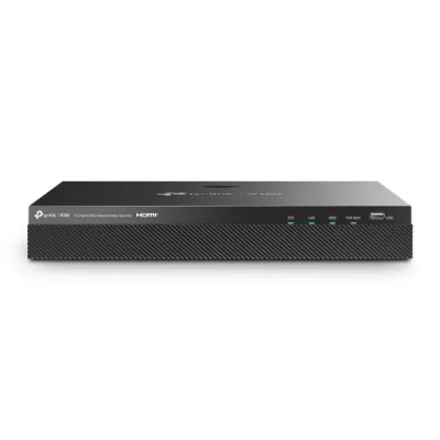 NVR PoE TP-Link VIGI 16 canale 2016H-16MP; 1, RJ-45 10/100/1000 Mbps, 140 W PoE Budget total; maxim 30 W per port, 4K, 2x SATA Interface, max 10TB(neinclus), H.265+/H.265/ H.264+/H.264; ONVIF, CGI, detecție mișcare, linie, intruziune, persoane, vehic