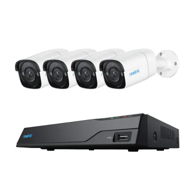 NVR Reolink RLK8-410B4-5MP; NVS8-5MB4 Contine un NVR NVS8 si 4 camere B400 24/7 Stay Protected in 5MP/4MP Super HD Power over Ethernet With 8-Channel NVR 2TB HDD Built-in Audio Recording