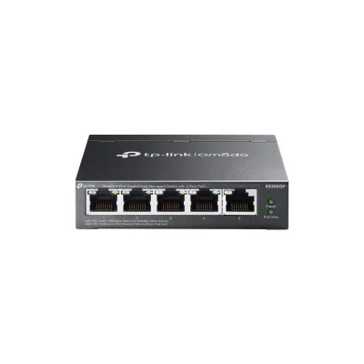 Omada 5-Port Gigabit Easy Managed Switch with 4-Port PoE+ PORT: 4× Gigabit PoE+ Ports, 1× Gigabit Non-PoE Ports SPEC: 802.3at/af, 65 W PoE Power, Desktop Steel Case and Fanless FEATURE: Integration with Omada SDN Controller, Flow Control, Loopback De