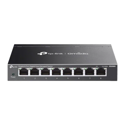 Omada 8-Port Gigabit Easy Managed Switch PORT: 8× Gigabit RJ45 Ports SPEC: Desktop Steel Case and Fanless FEATURE: Integration with Omada SDN Controller and Omada Cloud Essentials, Flow Control, Loopback Detection, Port Isolation, Port Mirroring, LAG