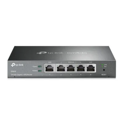 "Omada Gigabit VPN Router PORT: 1× Gigabit RJ45 WAN Port, 2× Gigabit RJ45 WAN/LAN Ports, 2× Gigabit RJ45 LAN Ports, 1× USB 2.0 Port; FEATURE: Integration with Omada SDN Controller, Support 20 IPsec VPN Tunnels, 16 PPTP/L2TP VPN Tunnels, 16 OpenVPN Tu