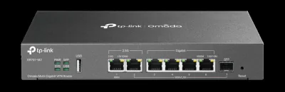 "Omada Multi-Gigabit VPN Router PORT: 1× 2.5G RJ45 WAN Port, 1× 2.5G RJ45 WAN/LAN Port, 1× Gigabit SFP WAN/LAN Port, 4× Gigabit RJ45 WAN/LAN Ports, 1× USB 2.0 port FEATURE: Integration with Omada SDN Controller, Support SSL VPN, OpenVPN and IPsec/ PP