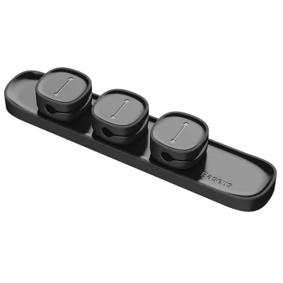 ORGANIZATOR cabluri Baseus Peas, adeziv 3M, trei orificii destinate organizarii prevazute cu magneti, negru "ACWDJ-01" - 6953156254978