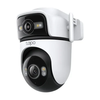 Outdoor Dual Lens Pan/Tilt Security Camera, White