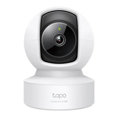 Pan/Tilt AI Home Security Wi-Fi Camera - TAPO C222 V2 SPEC: 2K QHD (2560x1440), 2.4 GHz, Horizontal 360º, 1 × Ethernet Port FEATURE: Pan/Tilt, Smart AI Detection and Notifications (motion, people, pets, cars, baby crying, abnormal sound), Motion Trac
