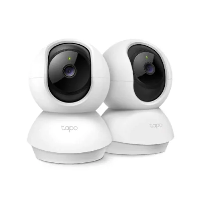 Pan/Tilt Home Security Wi-Fi Camera, 2-Pack SPEC: 2K (2304x1296), 2.4 GHz, Horizontal 360º FEATURE: Pan/Tilt, Smart AI Detection and Notifications (motion, people), Sound and Light Alarm, Remote Control, Two-Way Audio, Voice Control (Works with Googl