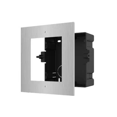 Panou frontal pentru un modul videointerfon modular Hikvision DS-KD- ACF1/S; montare incastrata; material otel inoxidabil, doza de plastic inclusa;dimensiuni: 134mm x 124mm x 4mm;