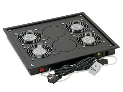 Panou ventilatie Triton pentru rack de podea 19", 6 ventilatoare 230V/60W cu termostat, flux axial, Negru