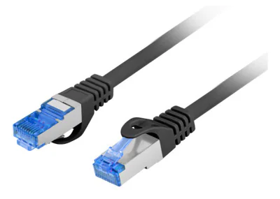 Patch cord Lanberg Cat.6A S/FTP, 20 metri, negru, LSZH, CCA, Fluke Passed