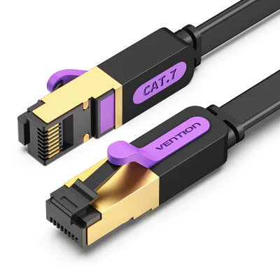 Patch cord SFTP Vention, Cat. 7, RJ-45 (T) la RJ-45 (T), 10m, AWG 28, 10Gbps, ecranat, conectori auriti, negru, "ICABL" - 6922794729872