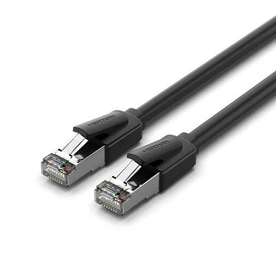 Patch cord SFTP Vention, Cat. 8, RJ-45 (T) la RJ-45 (T), 3m, AWG 28, 40 Gbps, ecranat, negru, "IKKBI" - 6922794780347