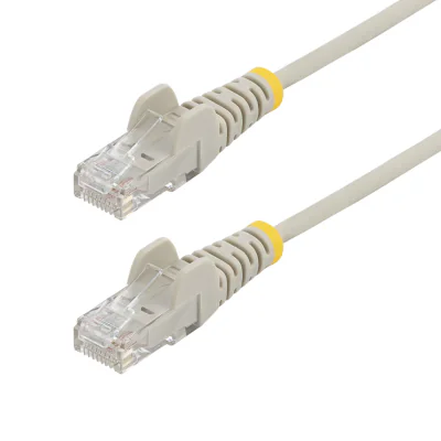StarTech.com 25cm Gray Slim CAT6 Ethernet Cable, Snagless, 100W PoE, UTP, LSZH, 28AWG Pure Bare Copper Wire, Slim RJ45 Network Patch Cord w/Strain Reliefs, Individually Tested, 0.25 m, Cat6, U/UTP (UTP), RJ-45, RJ-45, Grey
