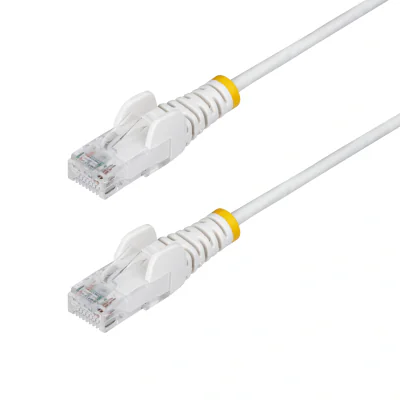 StarTech.com 25cm White Slim CAT6 Ethernet Cable, Snagless, 100W PoE, UTP, LSZH, 28AWG Pure Bare Copper Wire, Slim RJ45 Network Patch Cord w/Strain Reliefs, Individually Tested, 0.25 m, Cat6, U/UTP (UTP), RJ-45, RJ-45, White