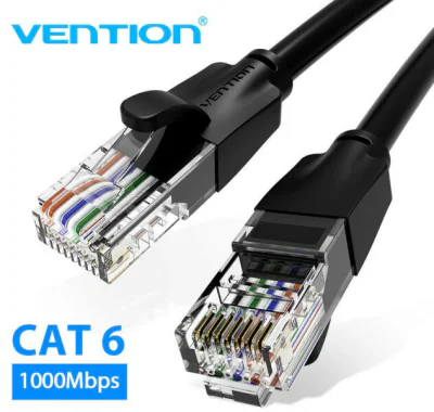 Patch Cord UTP Vention, 15m, Cat 6, RJ-45 (T) la RJ-45 (T), 26 AWG, negru, "IBEBN" - 6922794743557